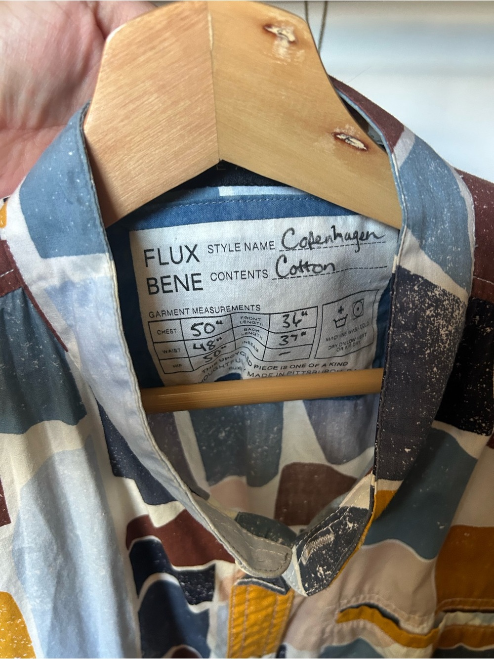Upcycled Geometric Colorblock Button-Front Dress - Picture 4 of 4
